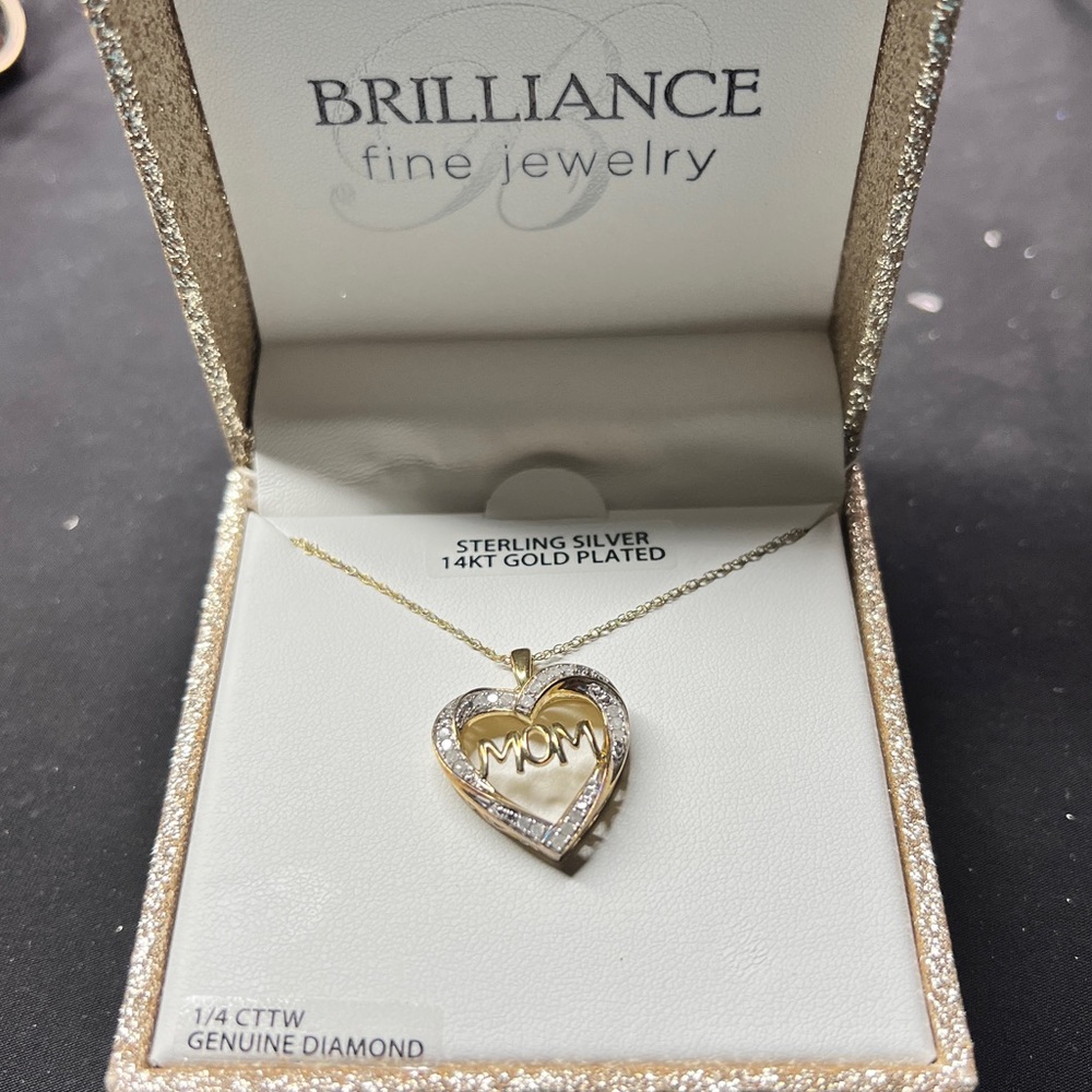 Sterling Silver 14K Gold Plated Necklace for Mom